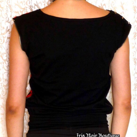 Lip Service Vintage Batz & Bones Punk Goth Y2K Zipper Cheetah Print Top XS - Picture 8 of 8